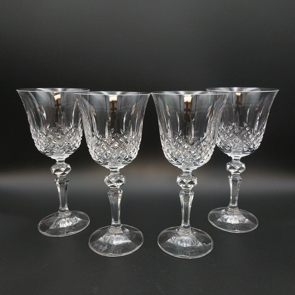 4 Bohemia Crystal Crystalex MARQUIS Red Wine Glasses 6 7/8" Tall Czech Goblets